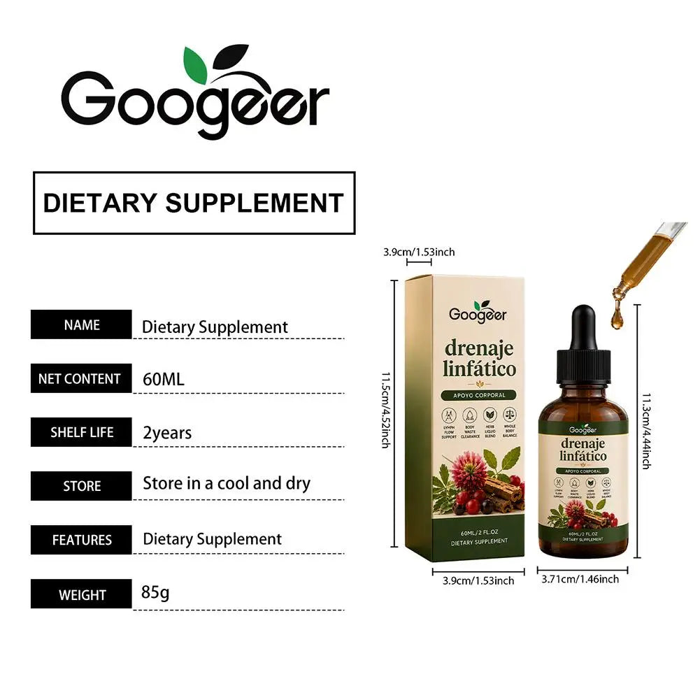 Premium Lymph Support Natural Herbal Liquid Drops Serum Lymphatic Drainage for Body Swelling Relief and Toxin Elimination