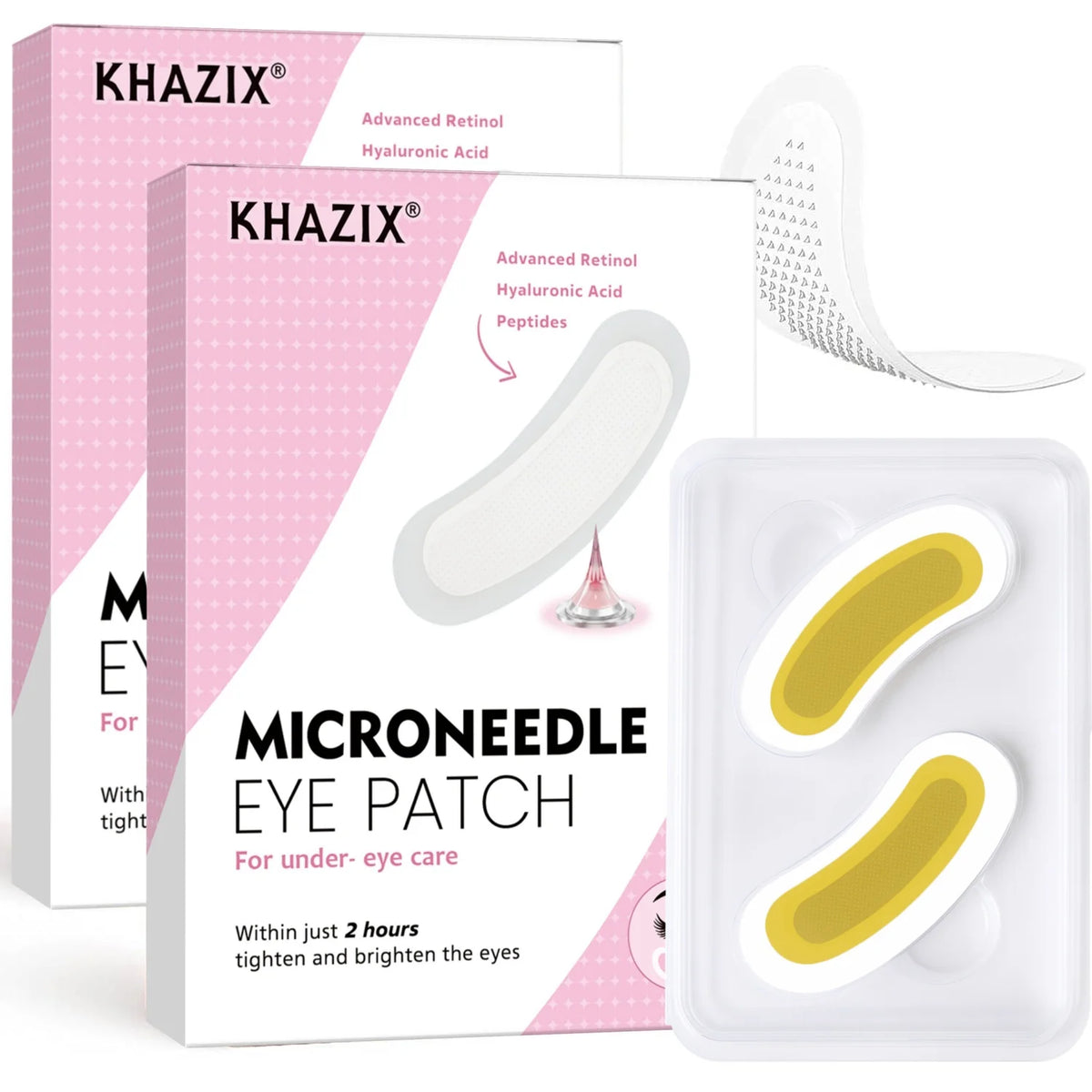 Retinol Microneedle Eye Patches with Hyaluronic Acid & Firming Peptides,for Forehead, Eye Area, Crow's Feet & Smile Lines,1Pair.