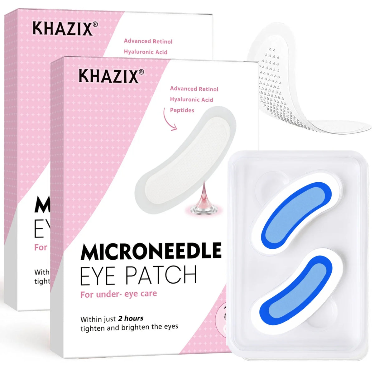 Retinol Microneedle Eye Patches with Hyaluronic Acid & Firming Peptides,for Forehead, Eye Area, Crow's Feet & Smile Lines,1Pair.