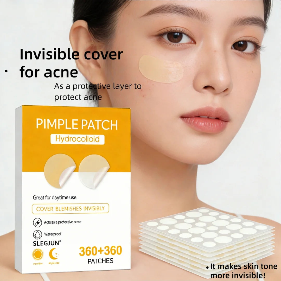 360 Pcs Round Hydrocolloid Acne Patches - Waterproof,Breathable,Gentle|Transparent Daily/Pre-makeup |Travel&Party|All Skin Types