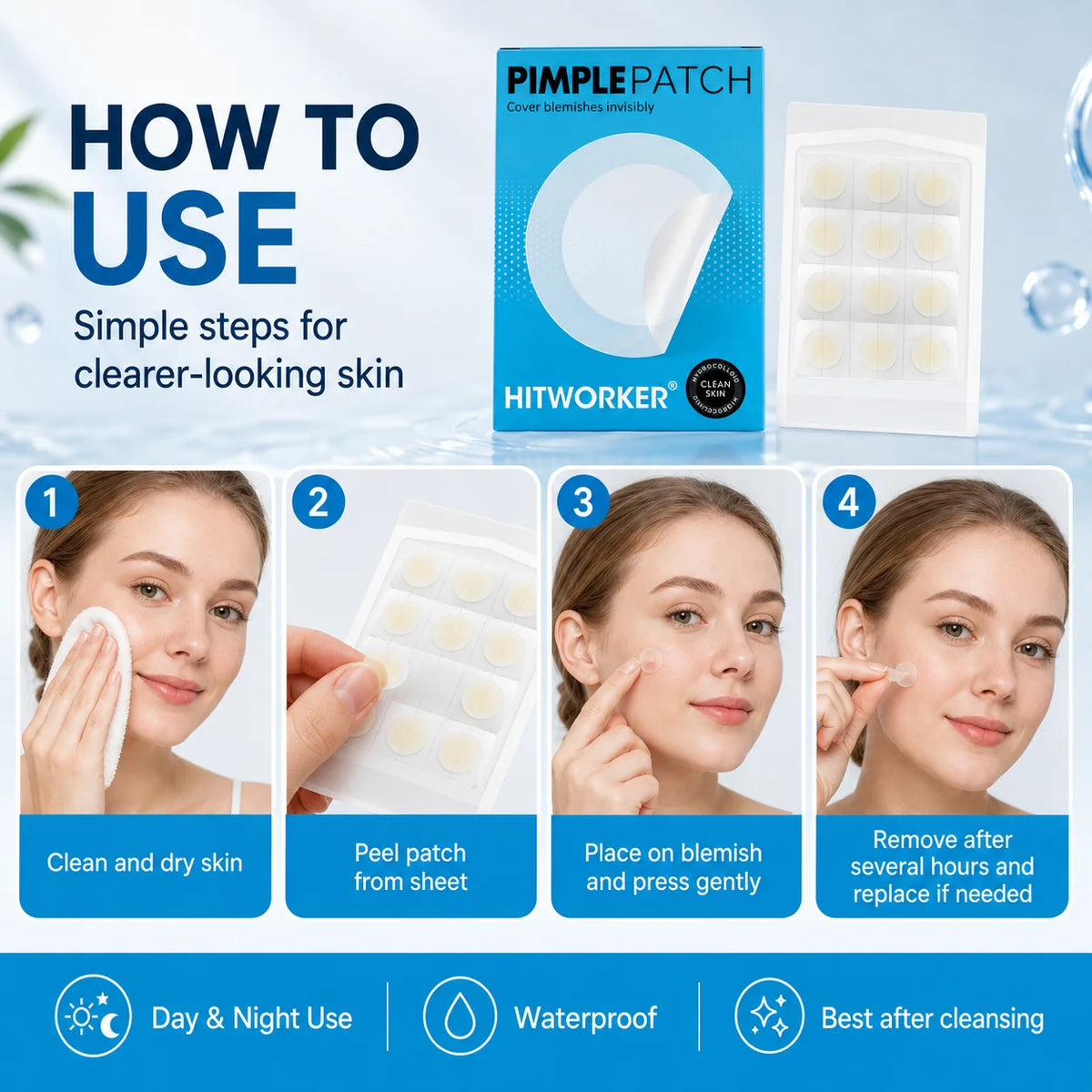 12/24/36PCS Tea Tree Essential Oil Hydrogel Anti acne Patch, suitable for all skin types