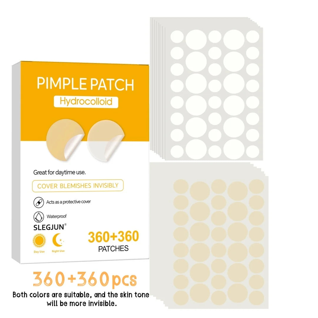 360 Pcs Round Hydrocolloid Acne Patches - Waterproof,Breathable,Gentle|Transparent Daily/Pre-makeup |Travel&Party|All Skin Types